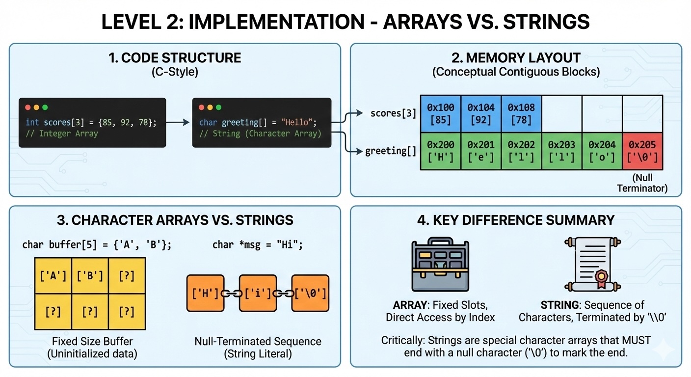 Understanding Arrays vs Strings - Implementation Guide