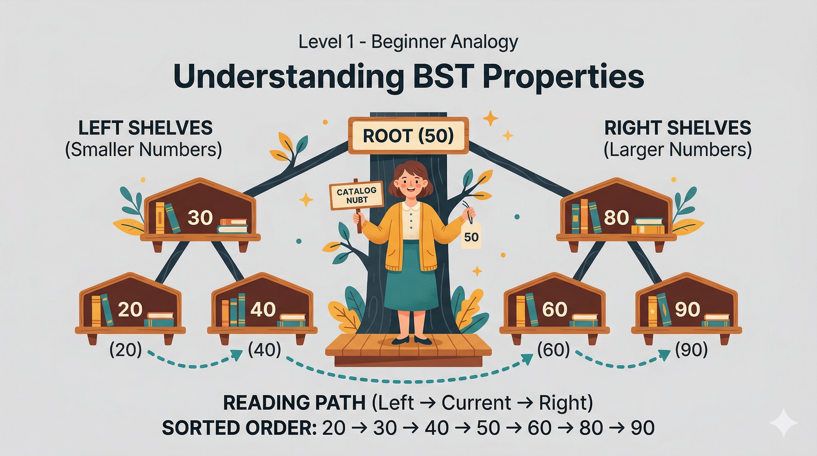 Understanding BST Properties: The Sorted Library