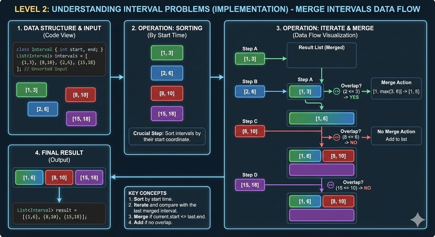 Technical implementation of interval merging with code examples