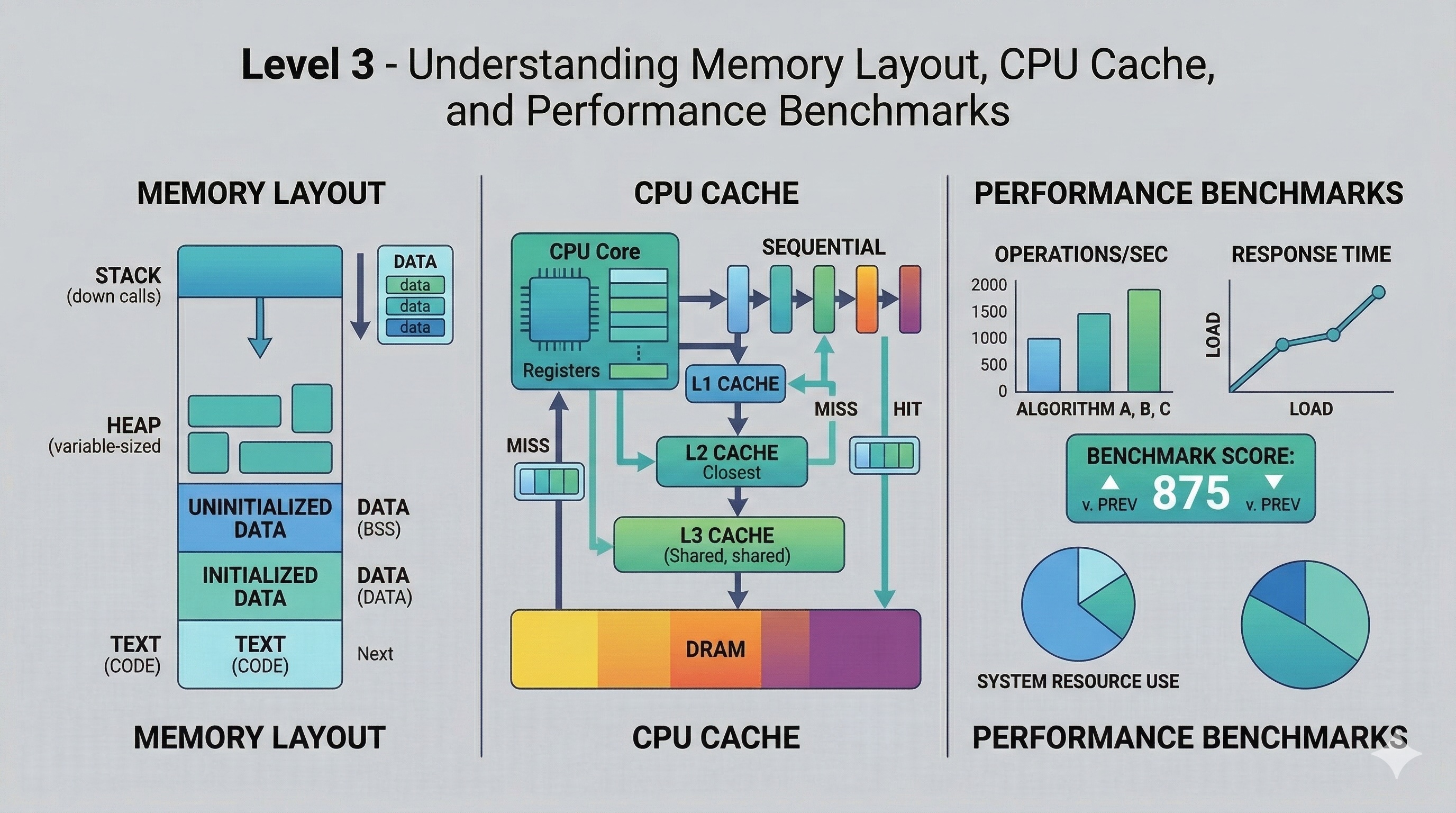 Memory layout and cache performance visualization for tree structures